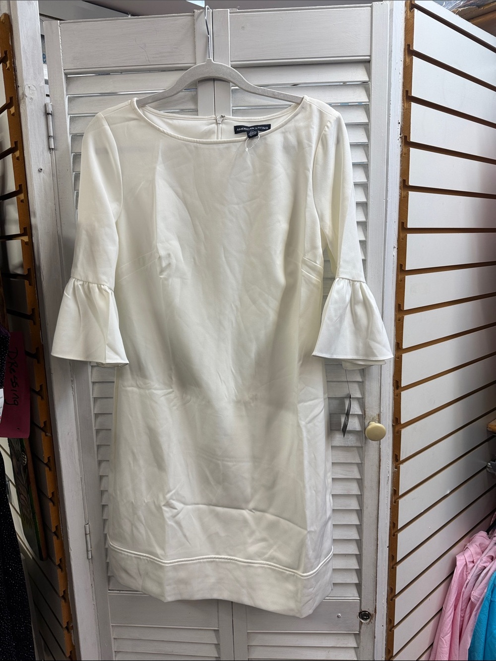 American living White Bell Sleeve Shift Dress